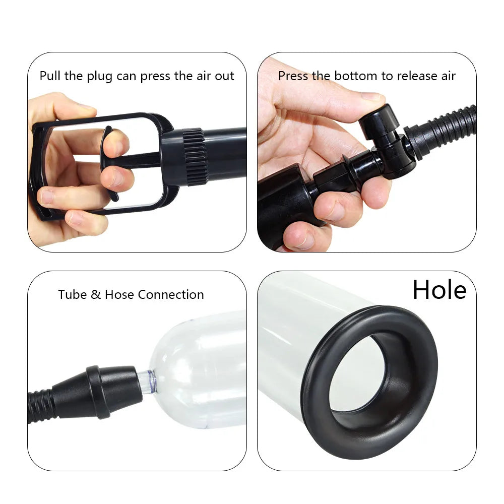 Adult 20.5CM Manual Penis Pump Male Penis Enlarger Sex Toys for Men Vacuum Pump Male Masturbation Penile Extender Trainer Adults Sex