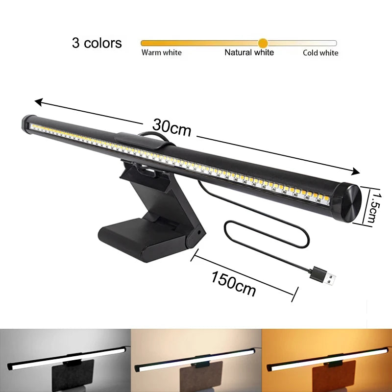 NEW Arrivals 30CM Screen LED Bar Desk Lamp PC Computer Laptop Screen Lamp Hanging Light Bar Table Lamp Office Study Reading Light For LCD Monitor