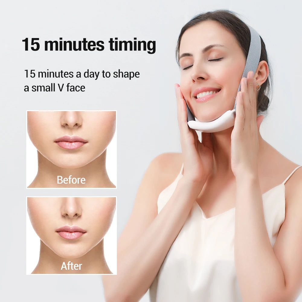 EMS Microcurrent V Face Instrument Double Chin Remover Lifting Vibration Hot Compress Facial Massager Facial Lifting Skin Care