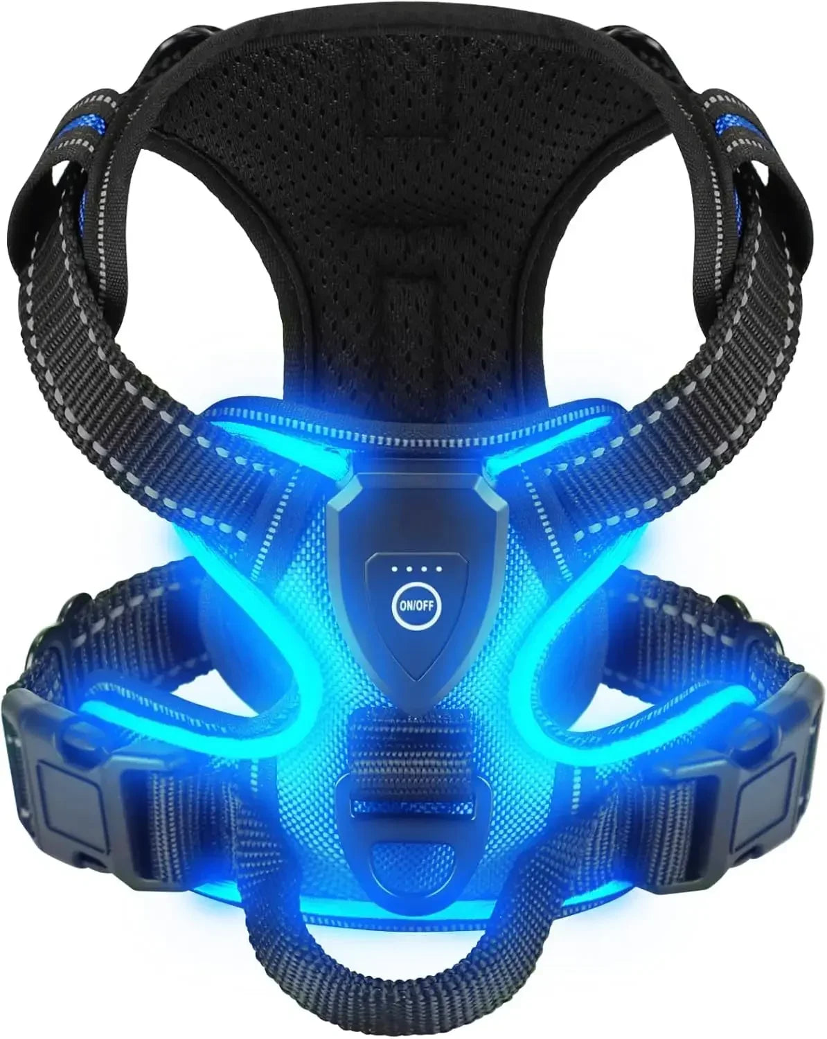 NEW Arrivals LED Light Up Dog Harness No Pull Adjustable Rechargeable Pet Luminous Vest Harness Small Medium Large Dogs Outdoor Night Walking Running Pet Supplies