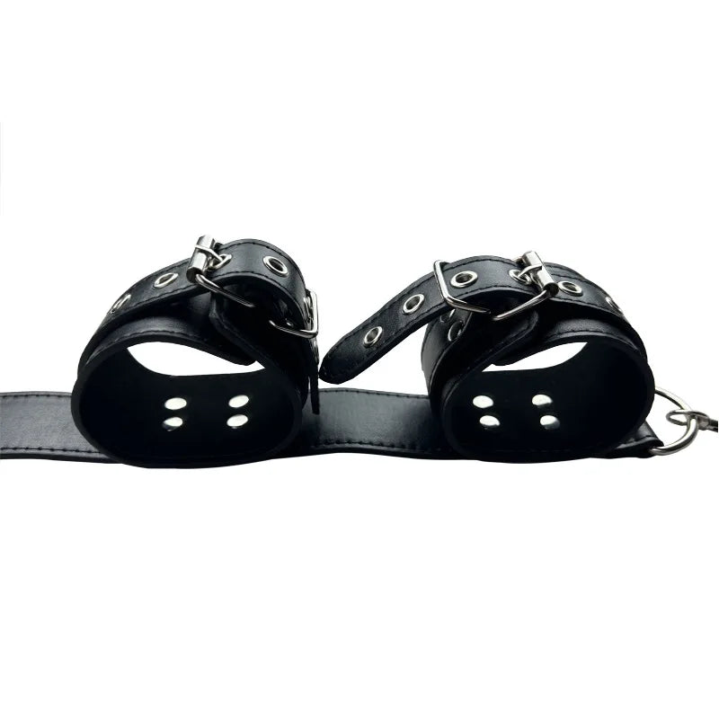 Sex Bondage Collar with Anal Hook Ball Gag BDSM Neck to Wrist Soft Bondage Restraints Kit Anal Ball Fetish Couples Sex Game Tool