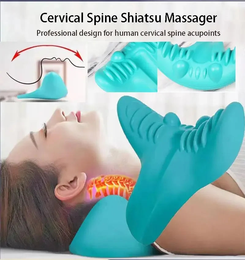 NEW Arrivals 4 Colors Pain Relief Cervical Spine Alignment Neck Shoulder Stretcher Relaxer Cervical Chiropractic Traction Device Massage Pillow