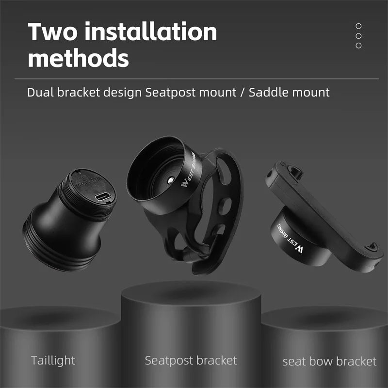 NEW 500mAH Bike Smart Induction Taillight Bright LED Lamp Beads Rear Light MTB Road Bike Waterproof Aluminum Alloy Tail Light Bicycle Lighting Accessories Sports Supplies