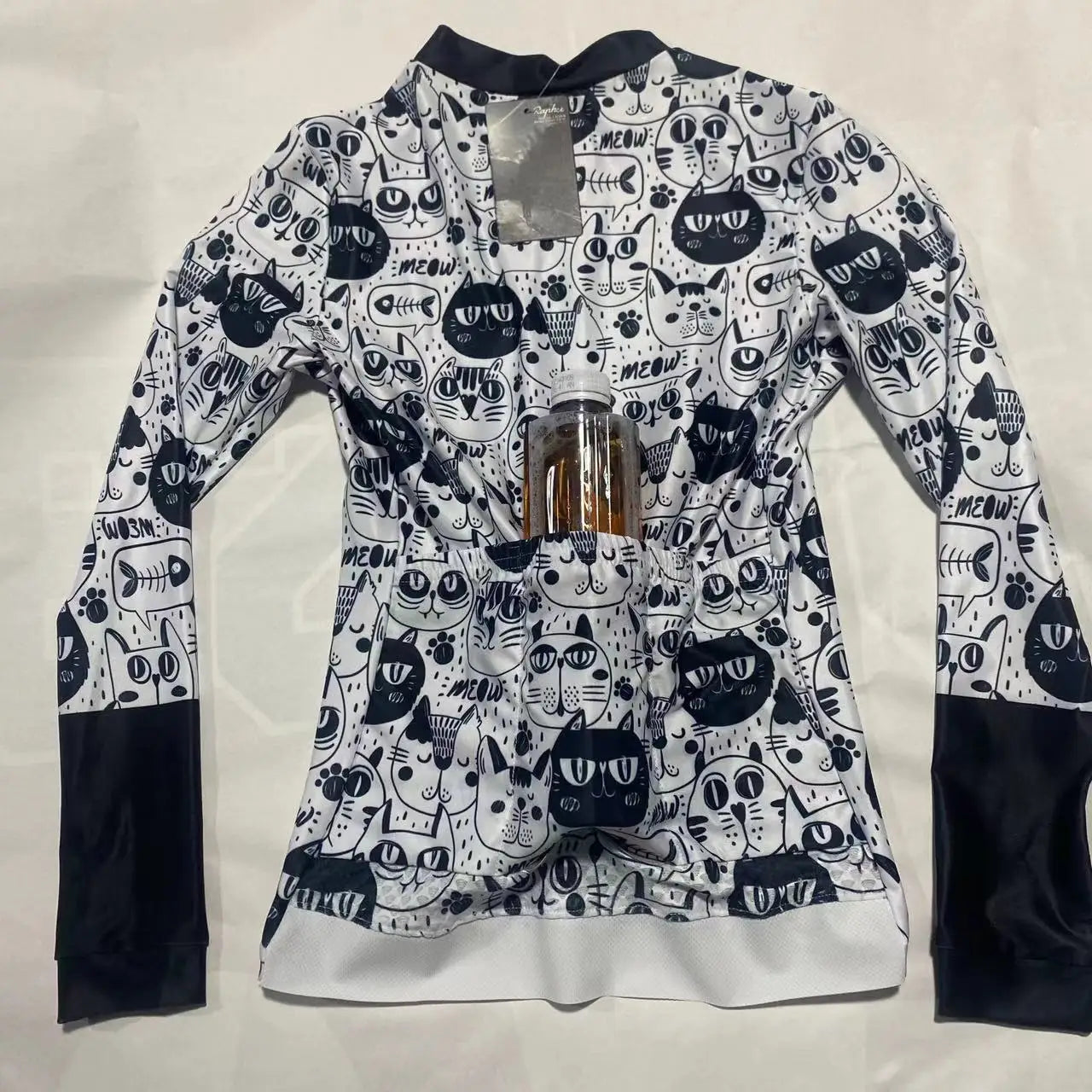 NEW Arrivals S-3XL Plus Size Long-Sleeved Road Bike Cat Pattern Cycling Jersey + Leggings Summer Quick-Drying Breathable Slim Cycling Long-Sleeved Cycling Jersey Women Sports Apparel Supplies