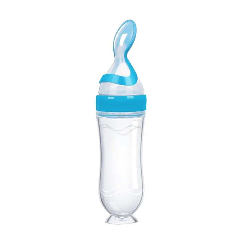 NEW Arrivals Safe Useful Silicone Baby Bottle With Spoon Food Supplement Rice Cereal Bottles Squeeze Spoon Milk Feeding Bottle Cup