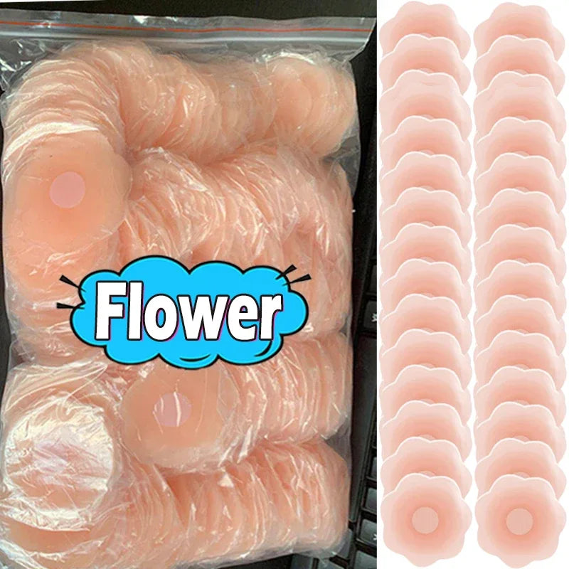 NEW Arrivals 50-100PCS Set High Quality Medical Silicone Nipple Cover Reusable Women Bra Sticker Breast Petal Strapless Lift Up Bra Invisible Boob Push-Up Pads Chest Pasties Intimates Ladies Underwear Accessories