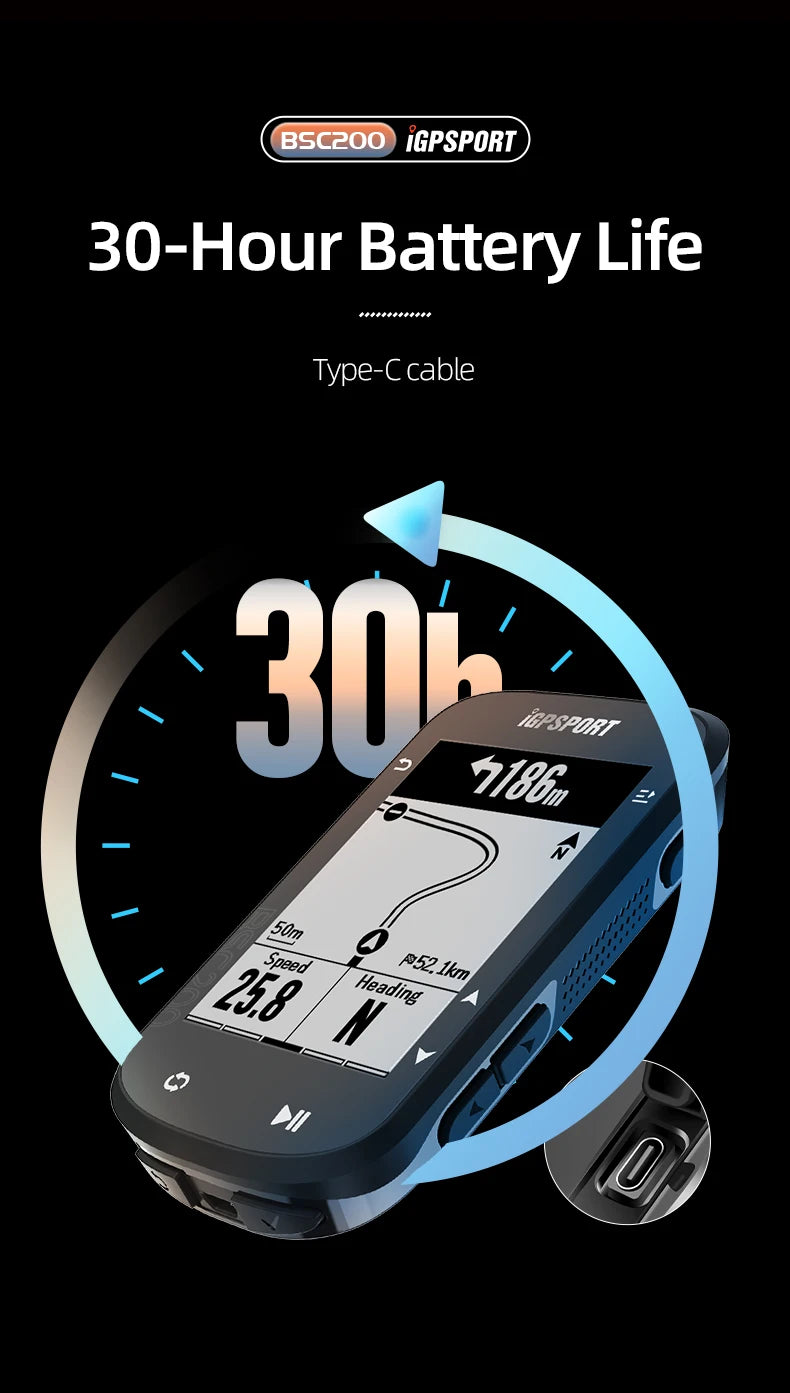 NEW Arrivals BSC200 GPS Bicycle Computer with Holder Set Cycling Odometer Wireless Speedometer Route Navigation ANT + Bluetooth5.0 Bikes Parts Accessories Sports Supplies