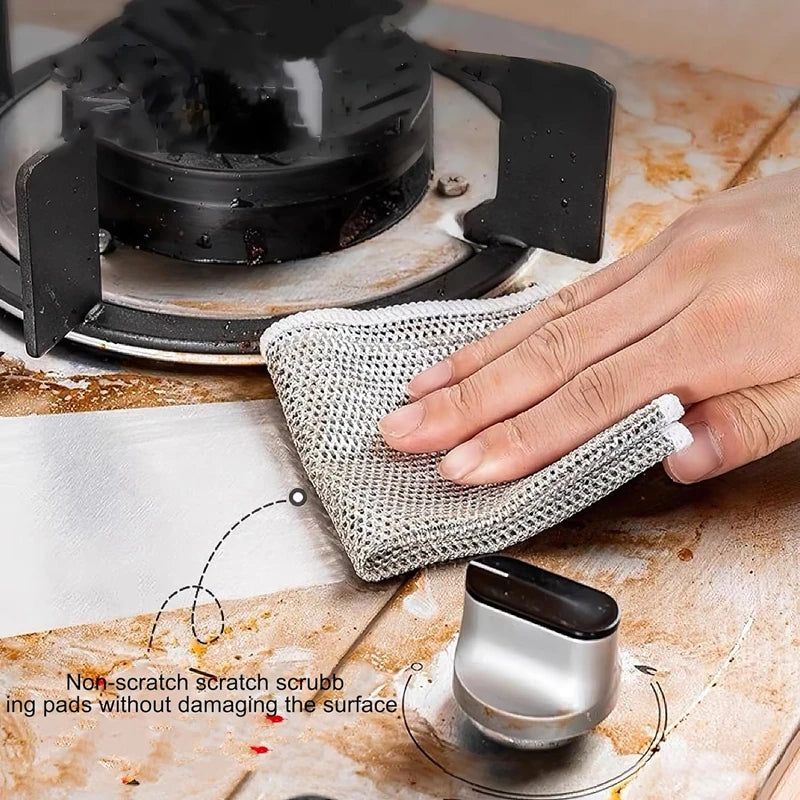 NEW 30PCS Set Double Layer Magic Cleaning Cloth Thickened Double-Sided Metal Steel Wire Rags Kitchen Dish Pot Wash Dishing Cloths Towel Clean Tools Household Supplies