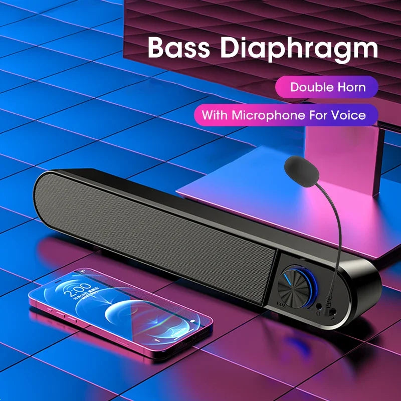 NEW Arrivals Top Quality 4D Wired Bluetooth Computer Speaker Surround Sound Desktop Speaker HiFi Stereo Subwoofer With Mic For Laptop PC TV Aux Speaker