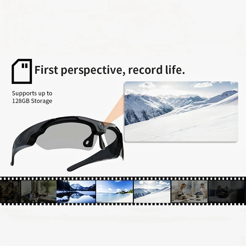 NEW Black Xiaomi Mini 1080P FPV Eyeglasses Video Shooting HD Camera with MIC Wi-Fi Intelligent Headset Glasses Outdoor Sports Video & Sound Recording 20 Languages Cycling Bikes Security Accessories