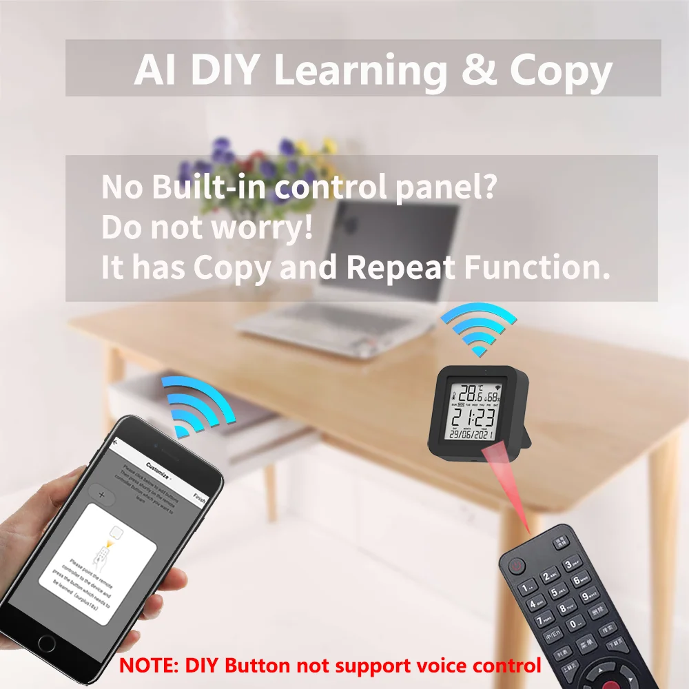 TUYA Smart Universal IR Remote With Temperature Humidity Sensor for Air Conditioner TV AC Works with Alexa Google Home Yandex