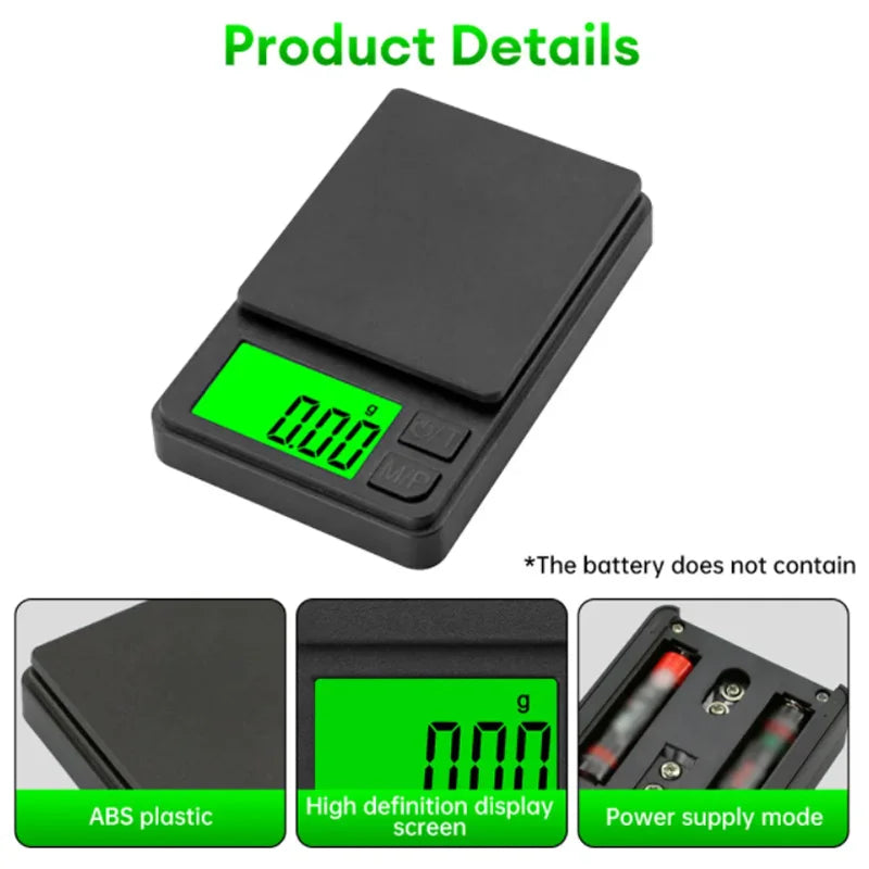 500gr-1000gr Electronic Precision Pocket Scale Digital Display X 0.1g - Digital Gram, Food, Jewelry, Ounces/Grains Scale with Backlit LCD - Mini Scale for Travel Kitchen Home Accessories Devices Food Supplies