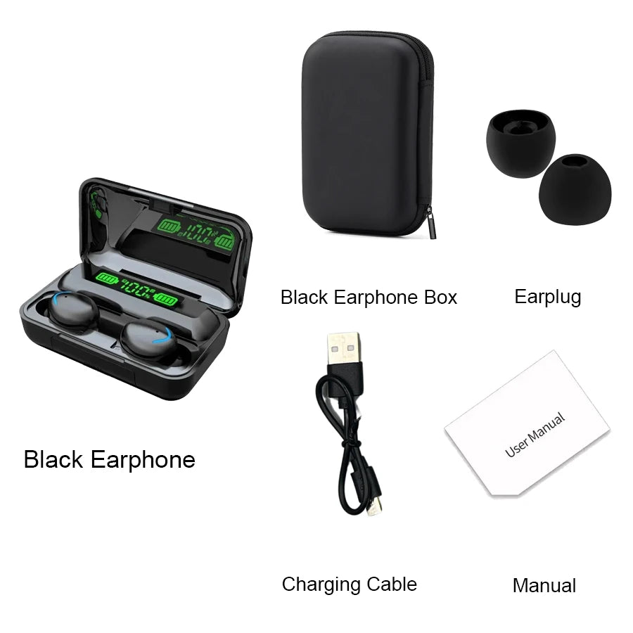 NEW Arrivals F9 Wireless Bluetooth Headphones TWS Waterproof Earbuds Earphones Digital Display Headset Large Capacity Charging Case