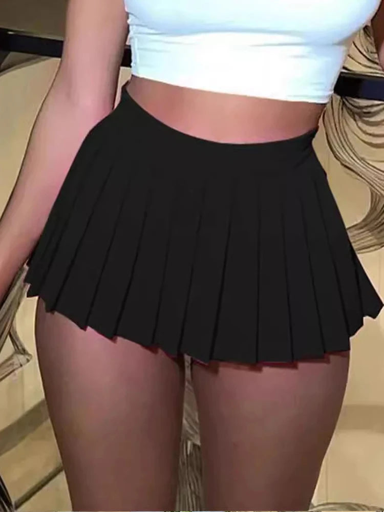 NEW Arrivals Sexy Sweet Mini Hot Skirt Women Summer New Streetwear Fashion Black Pleated Skirt Solid Casual Club Elegant Party Short Skirt Ladies Sexy Skirts