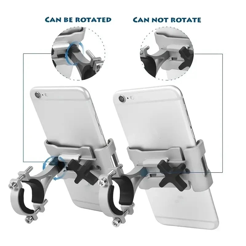 NEW Arrivals Gold/Gray Color Metal Motorcycle Bike Phone Holder Aluminum Alloy Anti-Slip Bracket GPS Clip Universal Bicycle Stand Support for All Smartphones