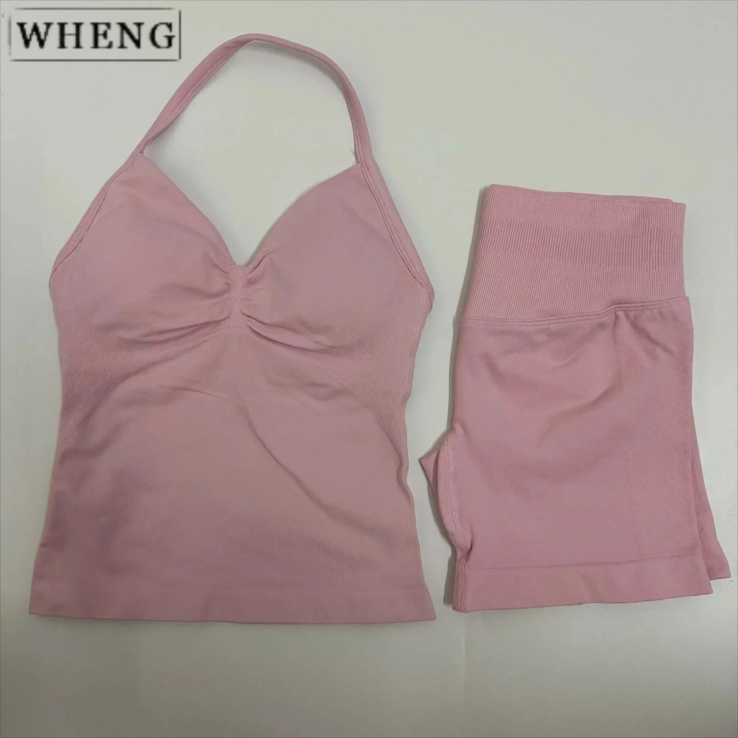 NEW Arrivals 2PCS Set 10 Colors Padded Sleeveless T-Shirt with Halter Collar Hip Pants Summer Sportswear Women Fitness Yoga Pilates Suit Outdoor Hiking Running Sports Clothes