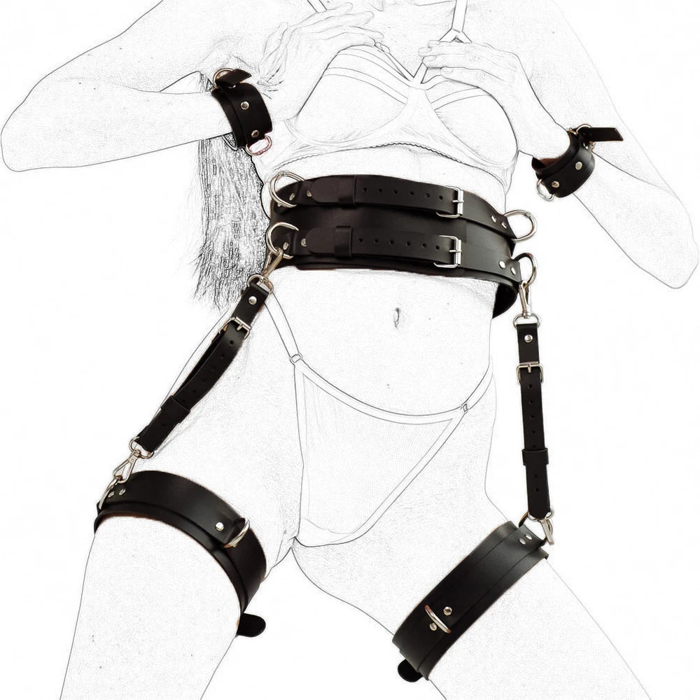 Women Sexy Thigh Garter Belt Leather Lingerie Bdsm Sexual Bondage Lingerie Leg Harness Goth Fetish Clothing Festival Rave Outfit