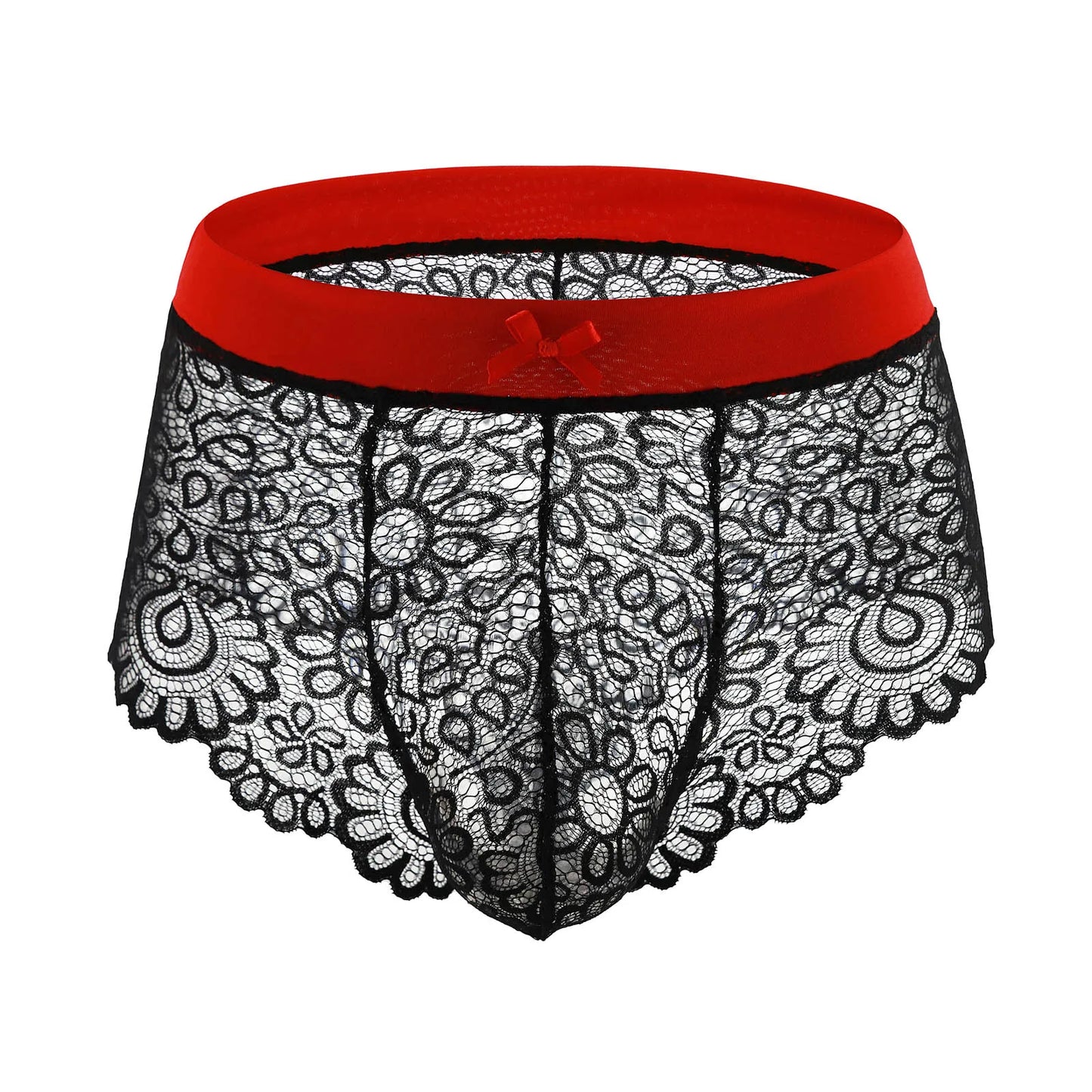 Men's Sexy Underwear Lace See-Briefs Trunks Men's Safety Belt Body Panties Sissy Clothing Gay Exposure Bikini Lingerie