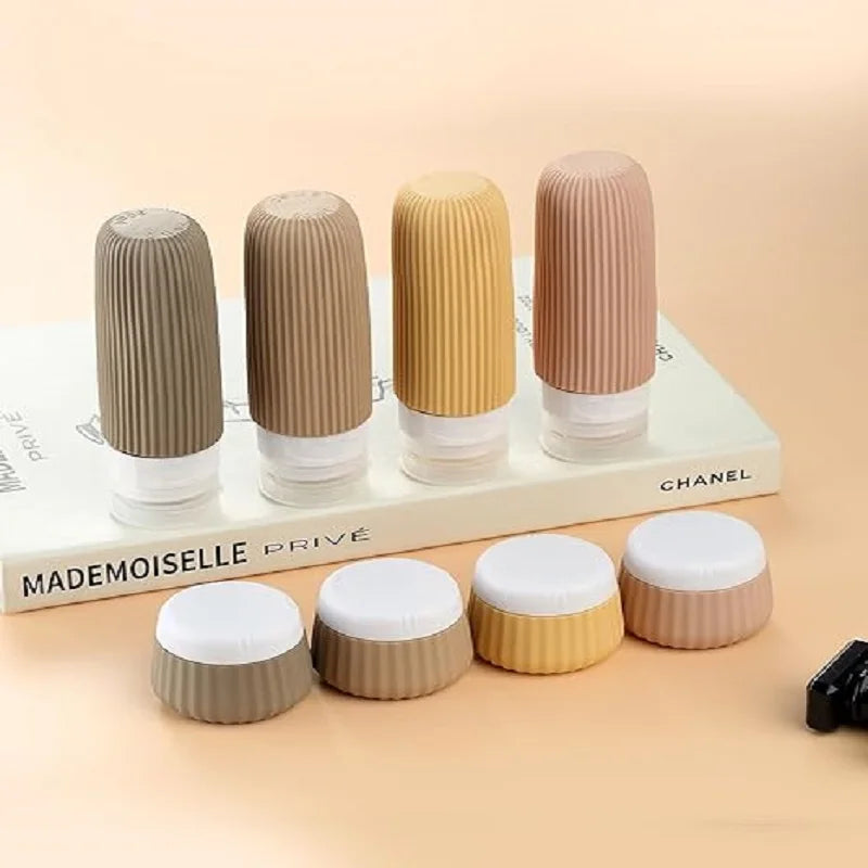 NEW Arrivals 8PCS Set 7 Colors Liquid Bottles, TSA Approval, BPA Not Included, 3 OZ Leak-Proof and Squeezable Silicone Bottles, Refillable Travel Airport Ship Accessories, Suitable for Shampoo and Shower Gel Essentials
