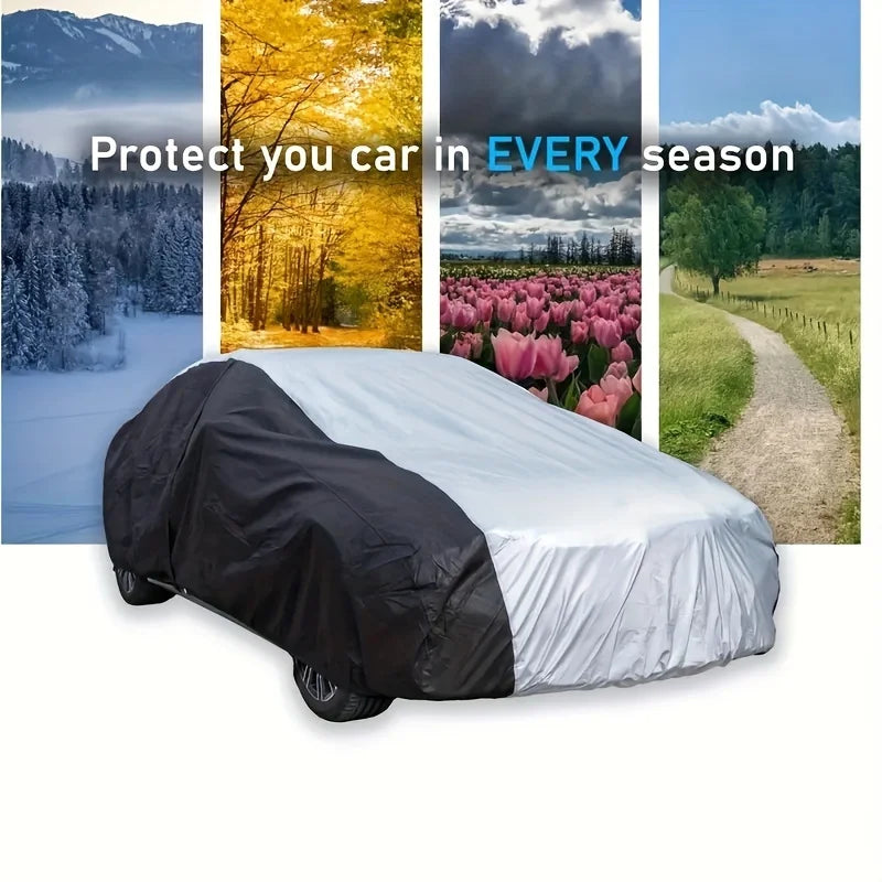 NEW Silver/Black XL-XXL Size Exterior Car Cover Universal Waterproof Dustproof UV Protection Car Protective Cover for Sedan SUV Full Car Covers