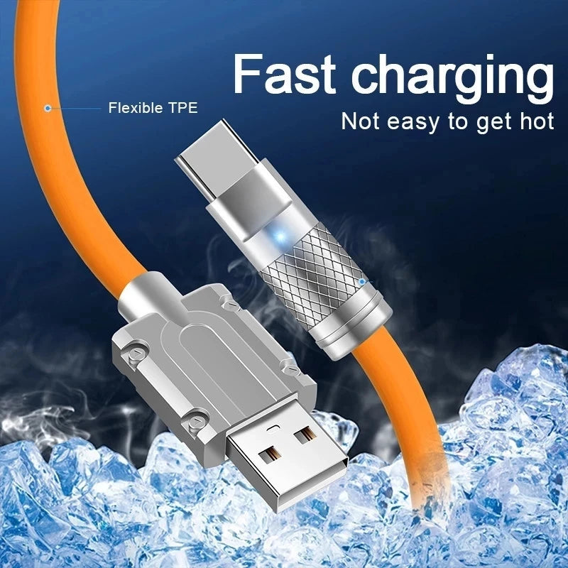 NEW Arrivals 3PCS Set 120W Super Fast Charge Type-C Liquid Silicone Cable Quick Charge USB C Lines For Xiaomi Huawei Samsung USB Phone Data Wire