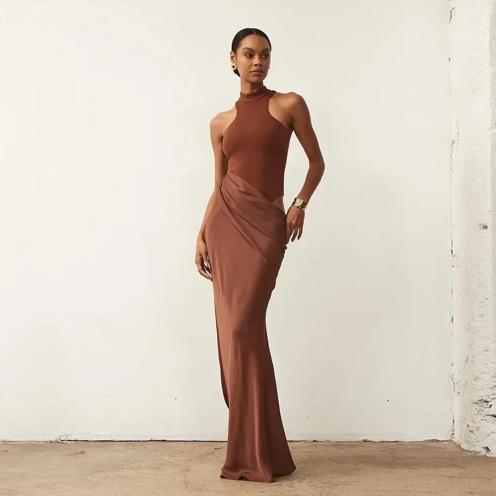 NEW Arrivals 3 Colors Sexy Sleeveless Hollow Out High Collar Bodycon Dress Women's Spring Summer New Style Pure Color Cross-Border Women's Dress