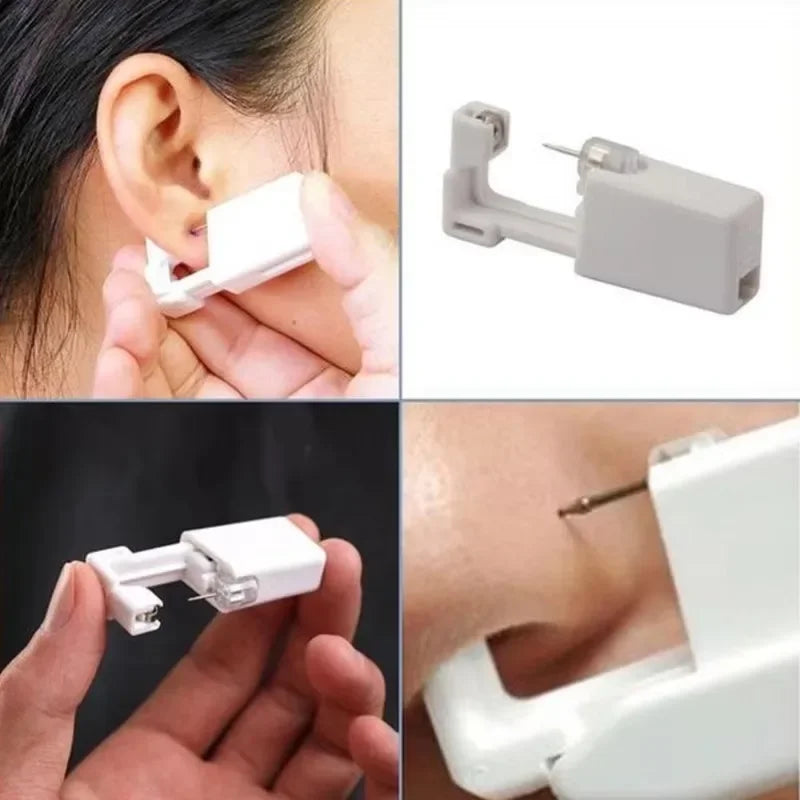 NEW 50/100PCS Set Safety Ear Piercing Gun Kit Women Men Disposable White Plastic Sterile Ear Piercing Device Fashion Simple Jewelry Piercing Tools