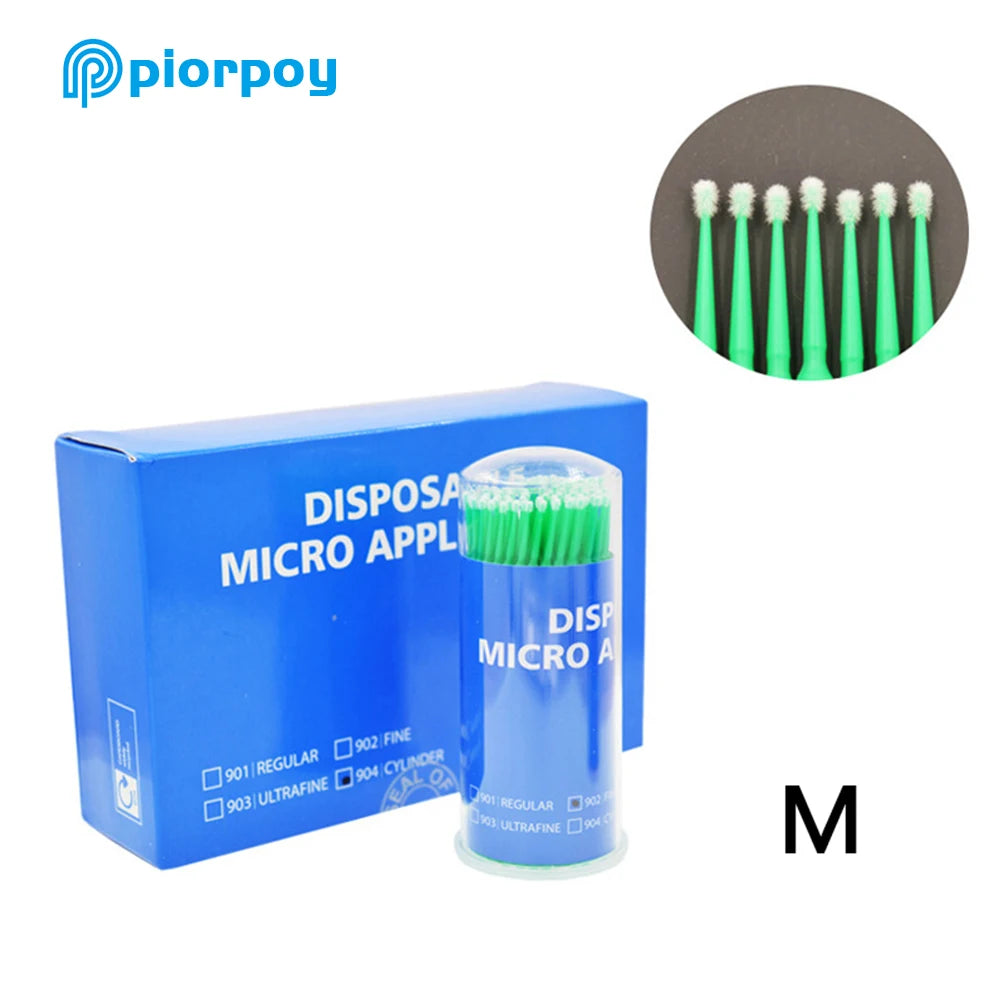 PIORPOY 100Pcs Dental Micro Brush Bottle Dental Disposable Micro Brushes Applicators Brush Teeth Oral Dentist Materials