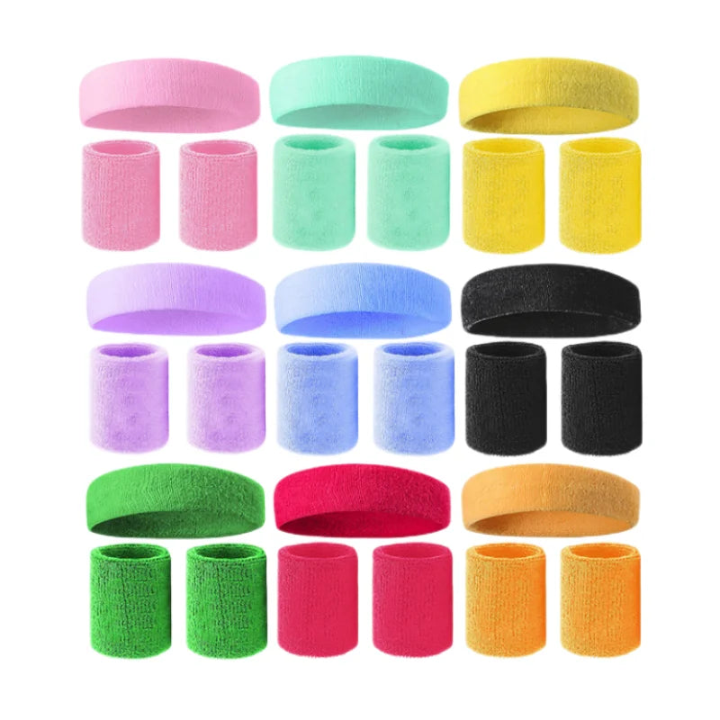 3PCS Set Men Sports Headband Sweatband Stretch Elastic Outdoor Sport Sweat Headband Wristband Women Gym Running Tennis Headwrap