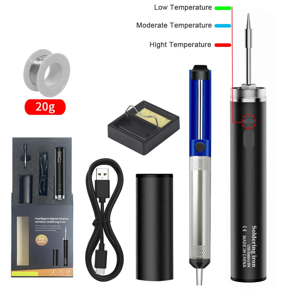 NEW Arrivals USB Soldering Iron Set Kit 5V 8W with Lithium Battery Portable Repair Welding Tools Electric Solder Iron Soldering Station Solder Wire