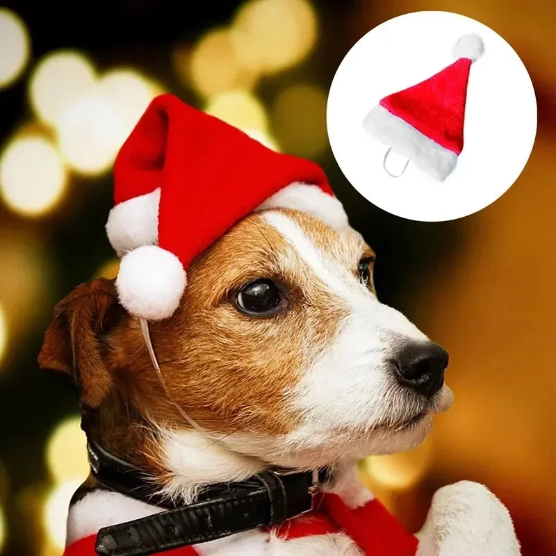 50PCS Christmas Pet Dog Cat Santa Hat Cosplay Hats Pet Costume Ornaments Christmas Party Pet Supplies Christmas Decorations