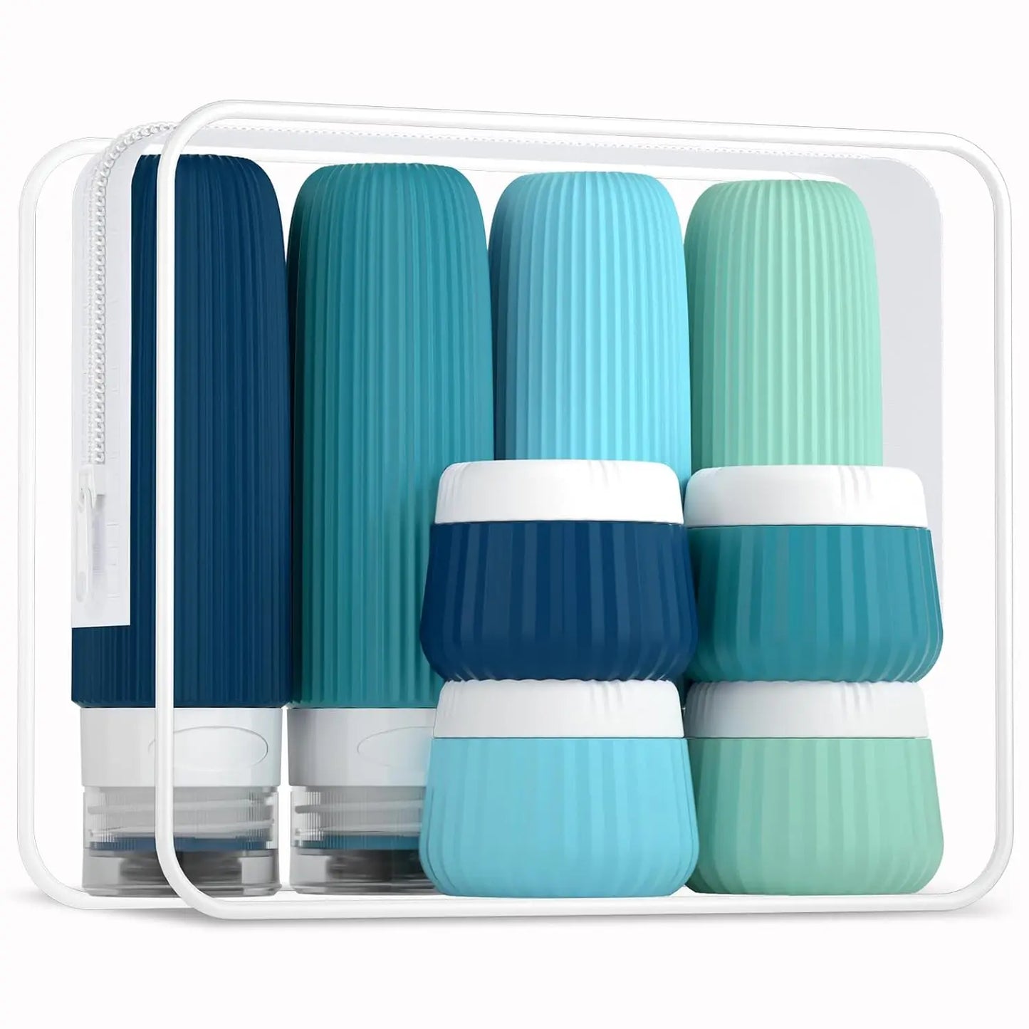 NEW Arrivals 8PCS Set 7 Colors Liquid Bottles, TSA Approval, BPA Not Included, 3 OZ Leak-Proof and Squeezable Silicone Bottles, Refillable Travel Airport Ship Accessories, Suitable for Shampoo and Shower Gel Essentials