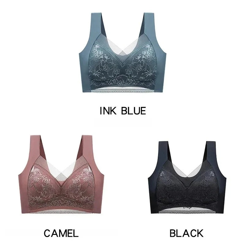 NEW Arrivals 3PCS Set 6 Colors/Patterns L-6XL(115KG) Women's Push Up Bralette Wireless Bras - 5cm Natural Lift, Seamless Lace Plus Size No Underwire Comfort