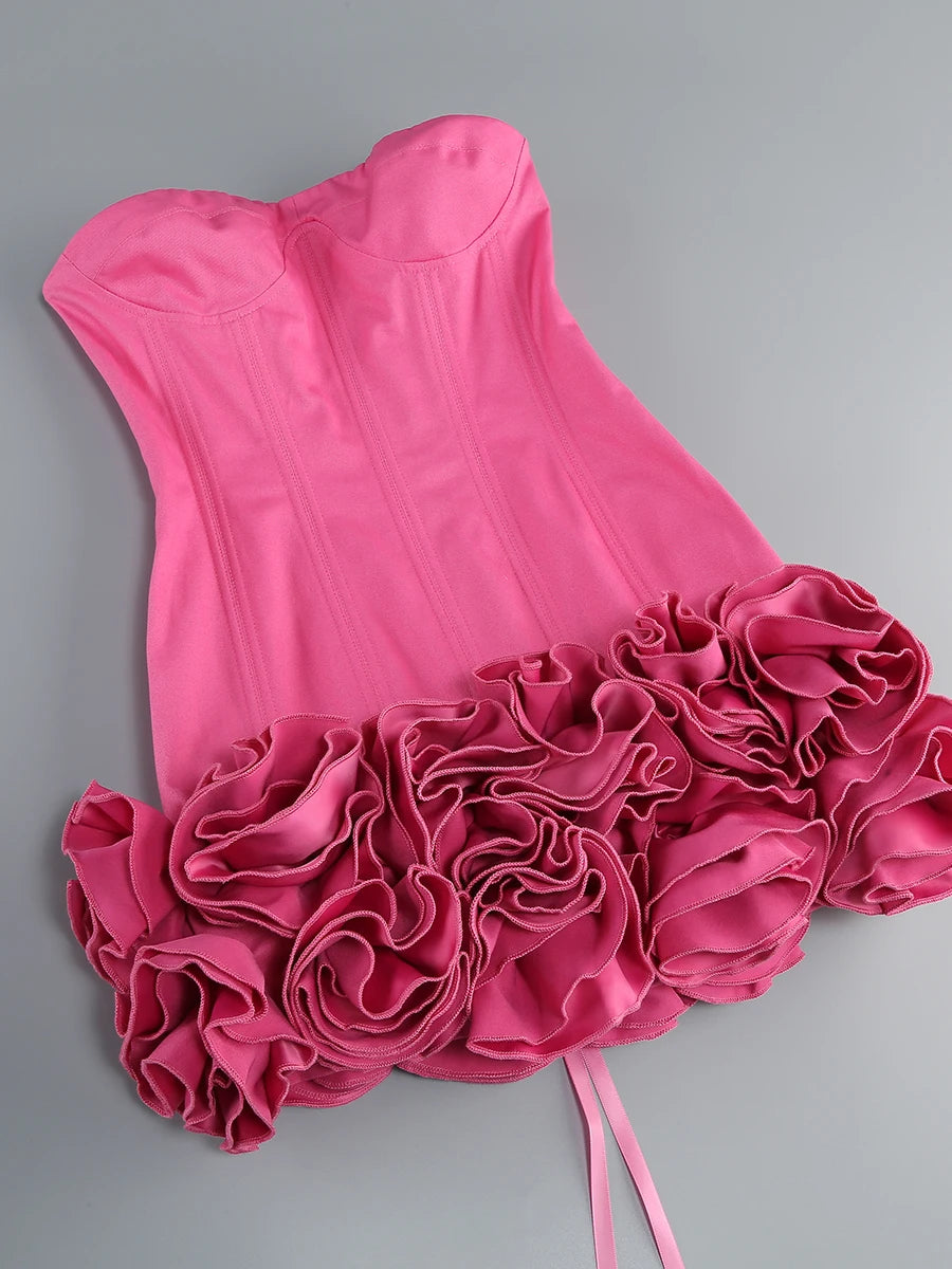 NEW Arrivals Black/Pink/White/Red Color Women's Formal Wedding Guest Evening Dresses Luxury Spring Autumn Summer Strapless Dress Fashion Flower Prom Gown