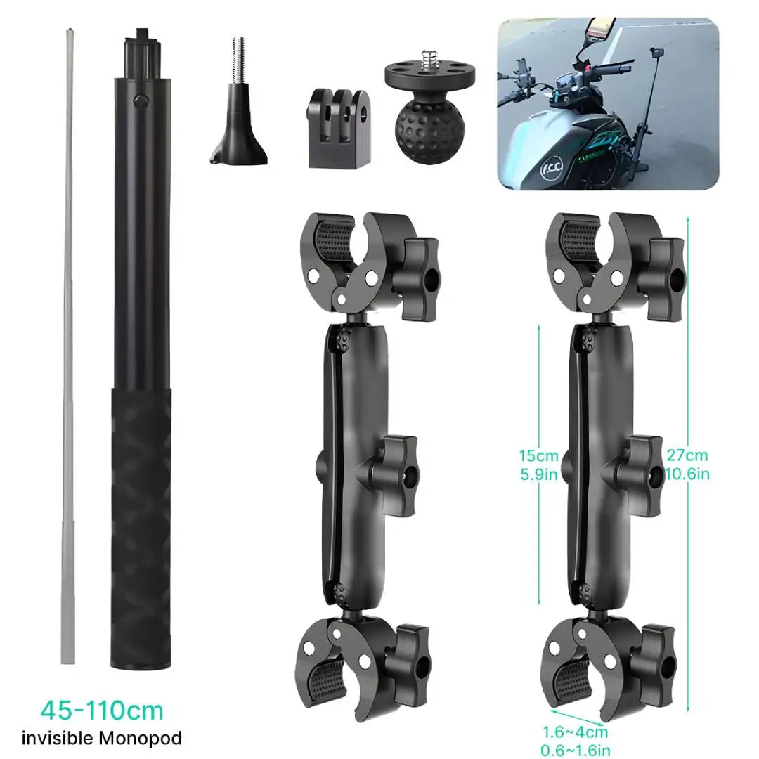 NEW Arrivals Bicycle Motorcycle Panoramic Selfie Stick For Insta360 Reels Video One X2 X3 X4 GoPro 12 11 10 DJI Monopod Mount Handlebar Bracket Accessory