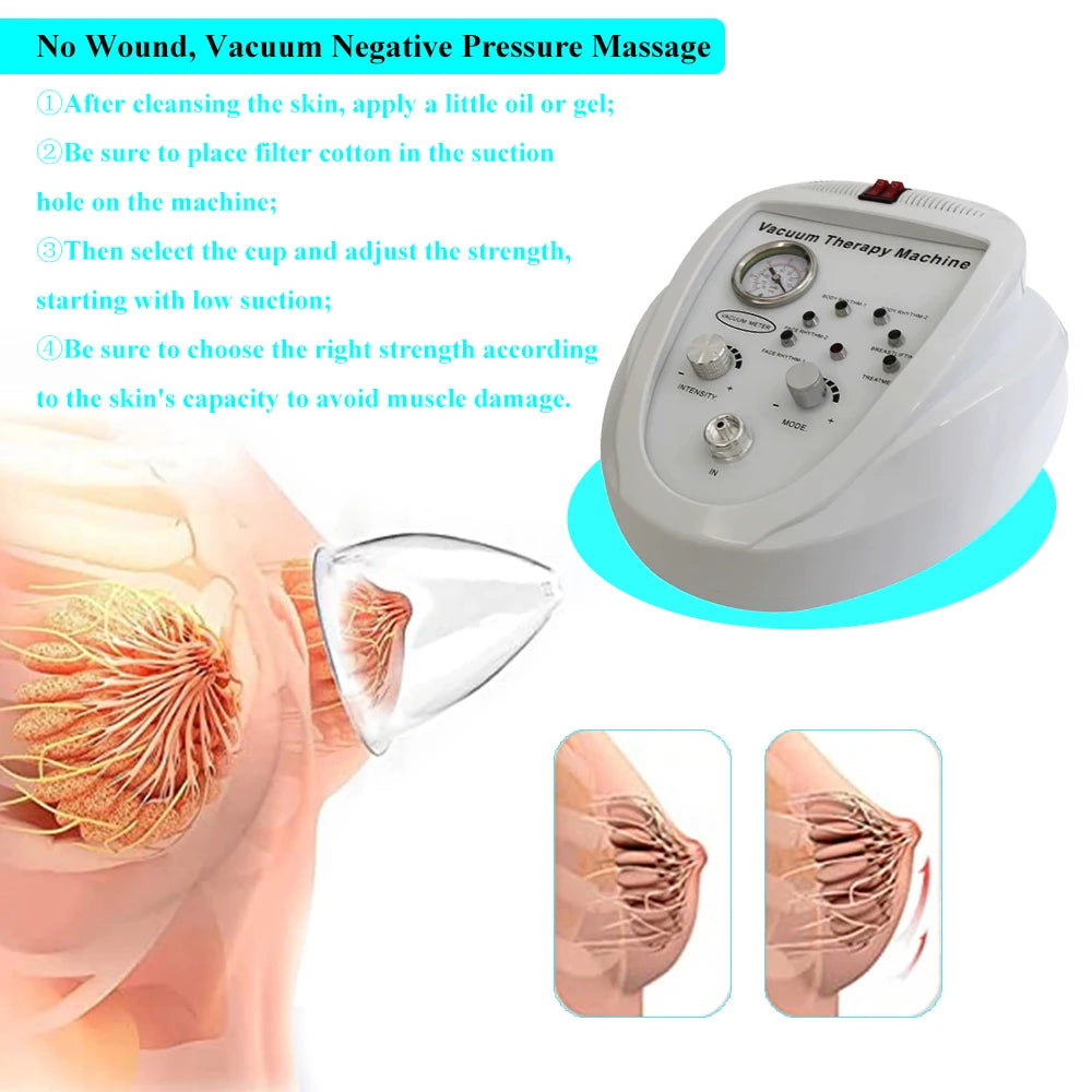 Vacuum Butt Lift Machine Body Shaping Breast Enlargement Therapy Machine Lifting Buttocks Hip Enhancer Cupping Massager Spa