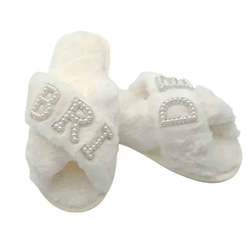 NEW Arrivals Bride/Wifey/I DO Slippers Wedding Honeymoon Pearl Letter Leaky Toe Shower Slippers Bride Gift Wedding Props Valentine's Day Gift
