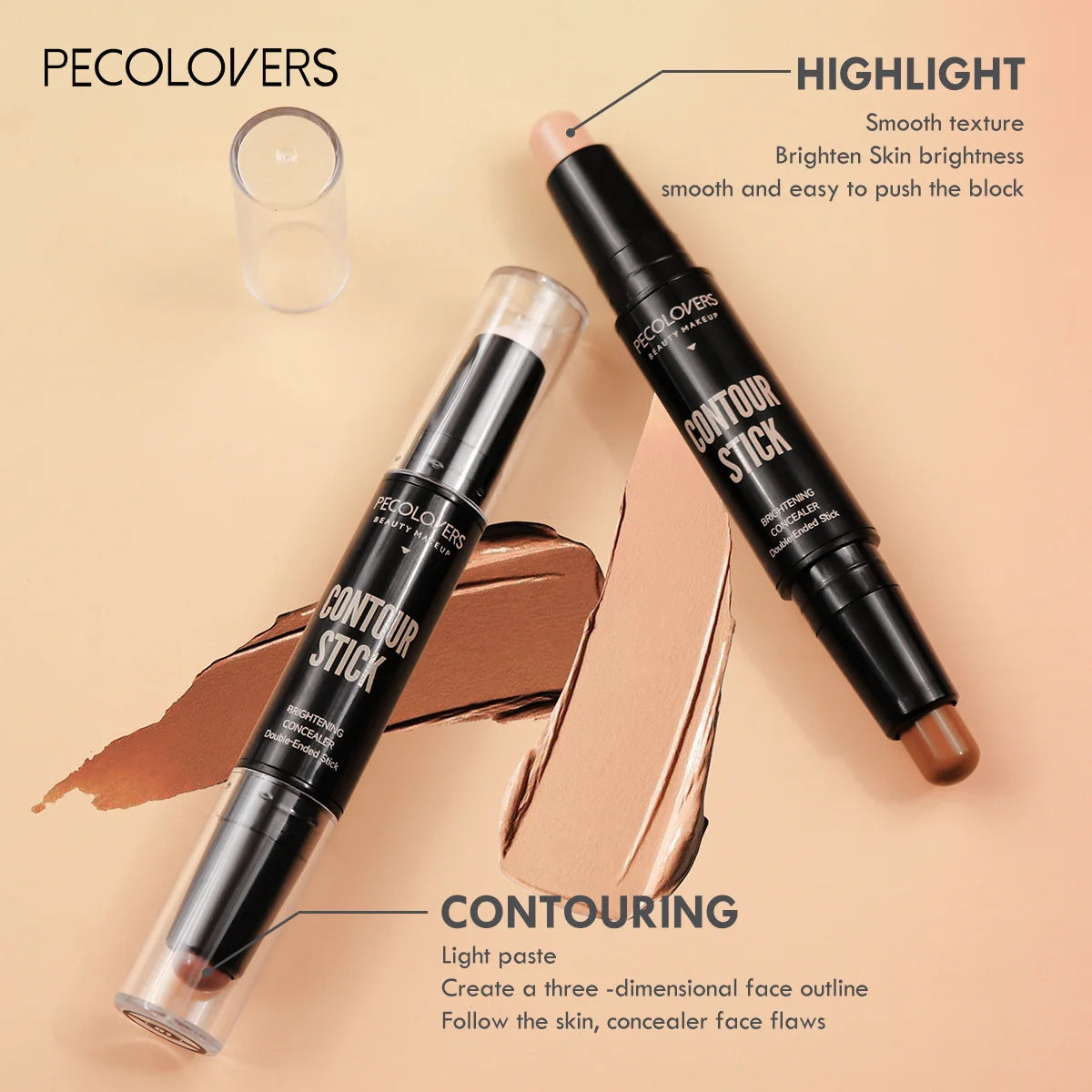 NEW Arrivals Contouring Stick with Double-Headed Concealer Highlighter for Three-Dimensional Nose Bridge Shadow V-Face High Nose Bridge Women Female Cosmetics Supplies