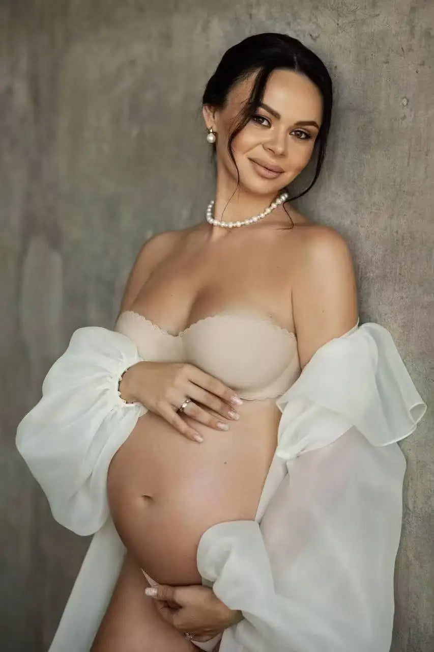 NEW Arrivals Maternity Photography Props Women Outfit Ladies Pregnancy Chiffon Long Strappy Dress For Photo Shoot Set Elegance Style Maternity Dress 1253 Girls Pregnant Luxury Robes Nightdress Home Wear