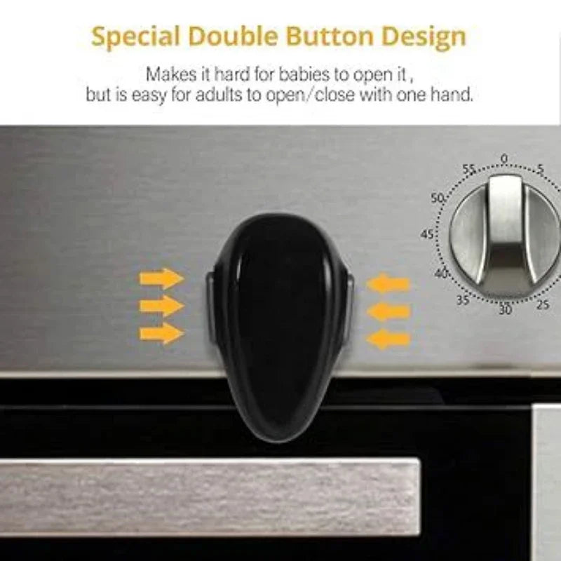 NEW Arrivals Baby Safety Oven Door Lock for Kitchen Child Safety Locks Children Protection Kids Safety Care Drawer Cabinet Double Button Locker Babies Safety Accessories Home Security Supplies