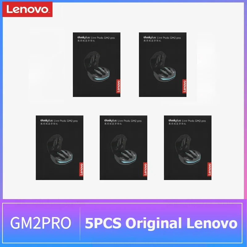 NEW Arrivals 5 PCS Set Original Lenovo GM2 PRO TWS Wireless Headphones Bluetooth 5.3 Earphones Touch Control HD Earbuds Sports Headphone with Mic