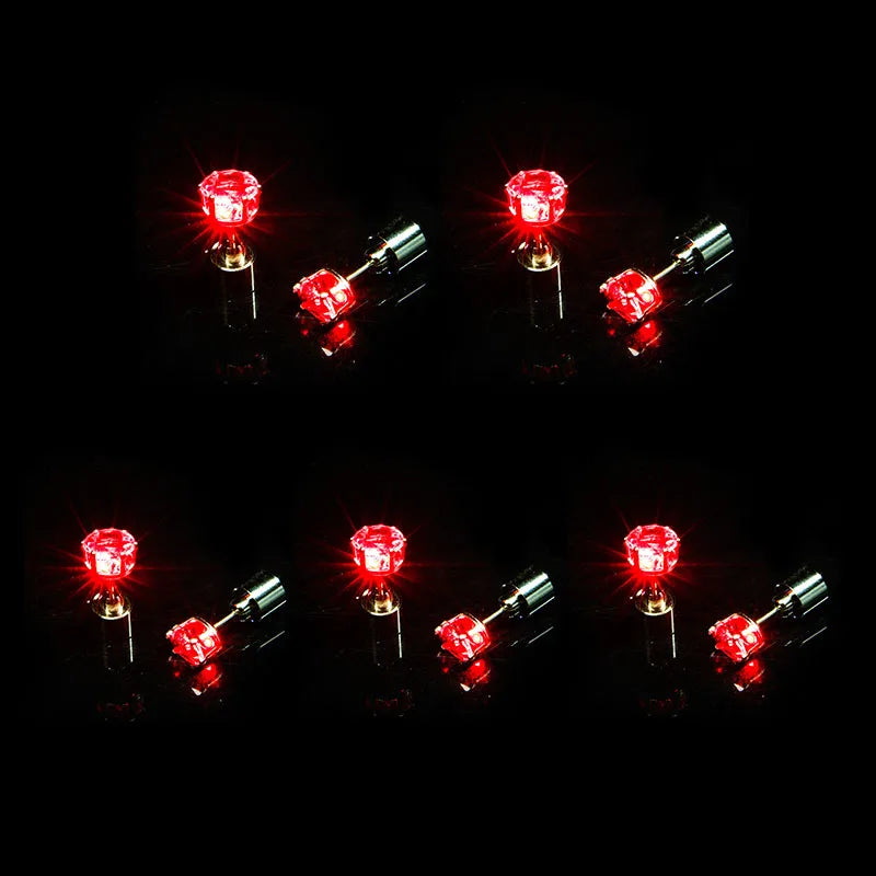 2/5 Pair LED Earring Rave Festival Party Bar Night Club Glowing Earring + Hair Ties Girl Women Ear Accessories Light Up Bling Ear Stud Gogo Dance Fashion Jewelry Accessory Sets