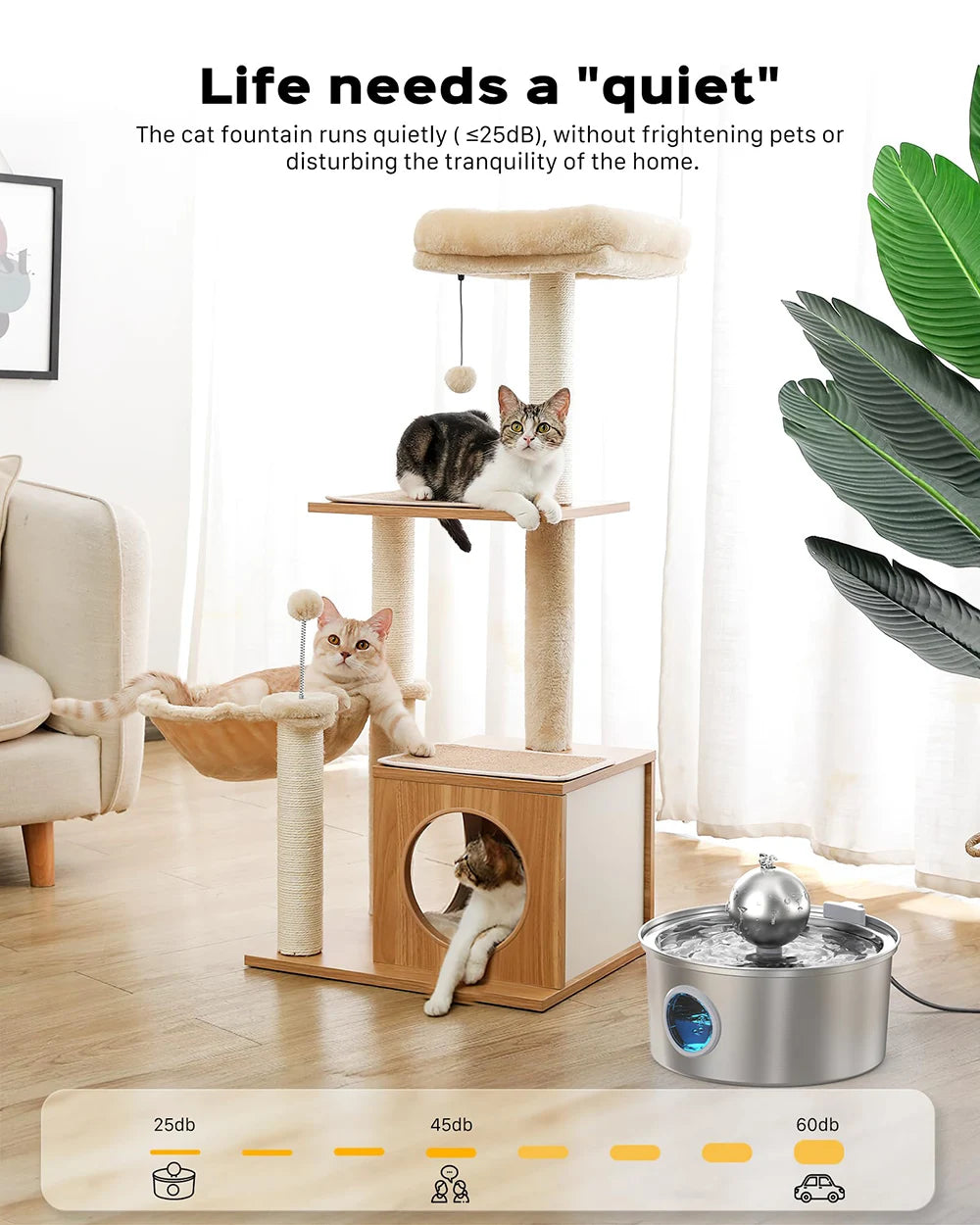 NEW Arrivals 4L Cat Drinking Fountain Stainless Steel Pet Water Feeder with Window Silent Automatic Cat Dog Water Feeder Not Plug