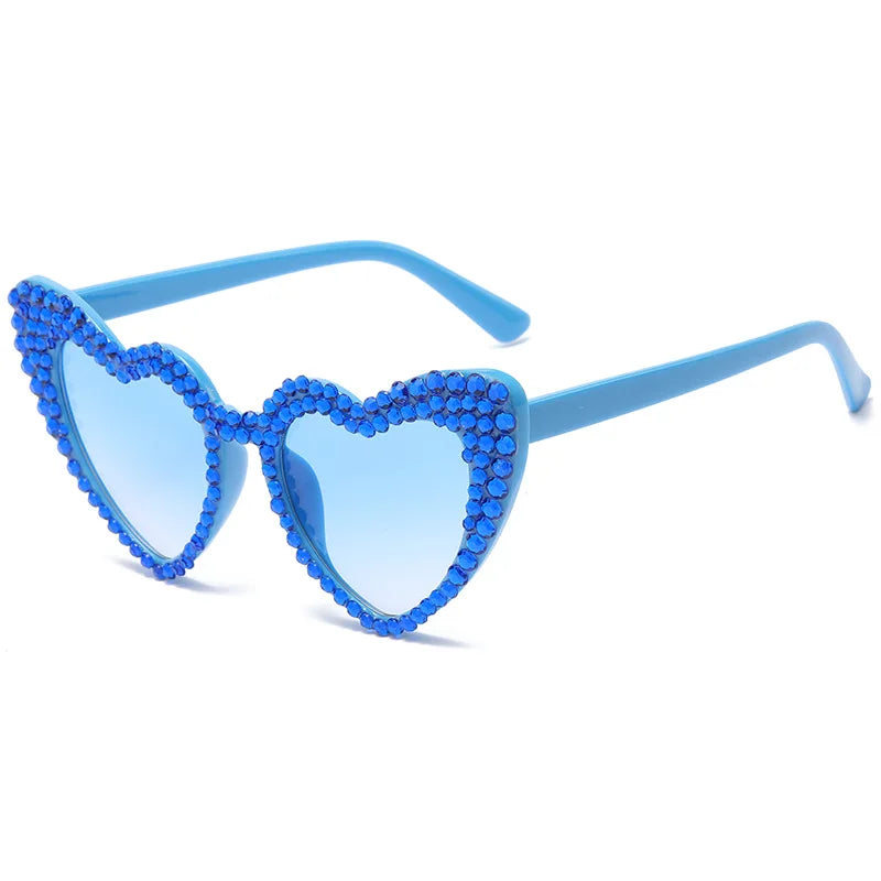 NEW Arrivals Women Luxury Diamond Frame Heart Shape Sunglasses Large Anti UV400 Sun Glasses for Ladies Wedding Guests Birthday Party New Year Party Eyewear Bachelorette Hen Party Accessories
