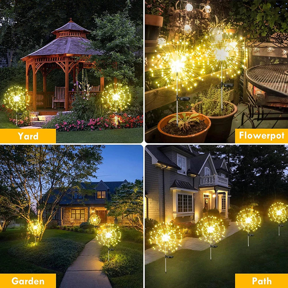 NEW Arrivals Solar Firework Light Grass Globe Dandelion 90/150/200 LED Fireworks Lamp For Garden Lawn Landscape Holiday Christmas Lights Home Garden Decoration Supplies