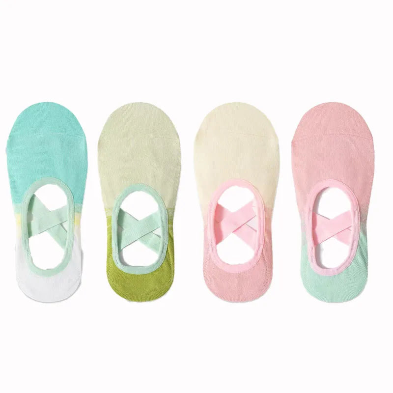 NEW Arrivals 4 Pairs Women Fitness Dancing Yoga Professional Non-Slip Silicone Non-Slip Silicone Socks Gym Home Fitness Footwear Breathable Soft Yoga Socks Ladies Sports Apparel Accessories