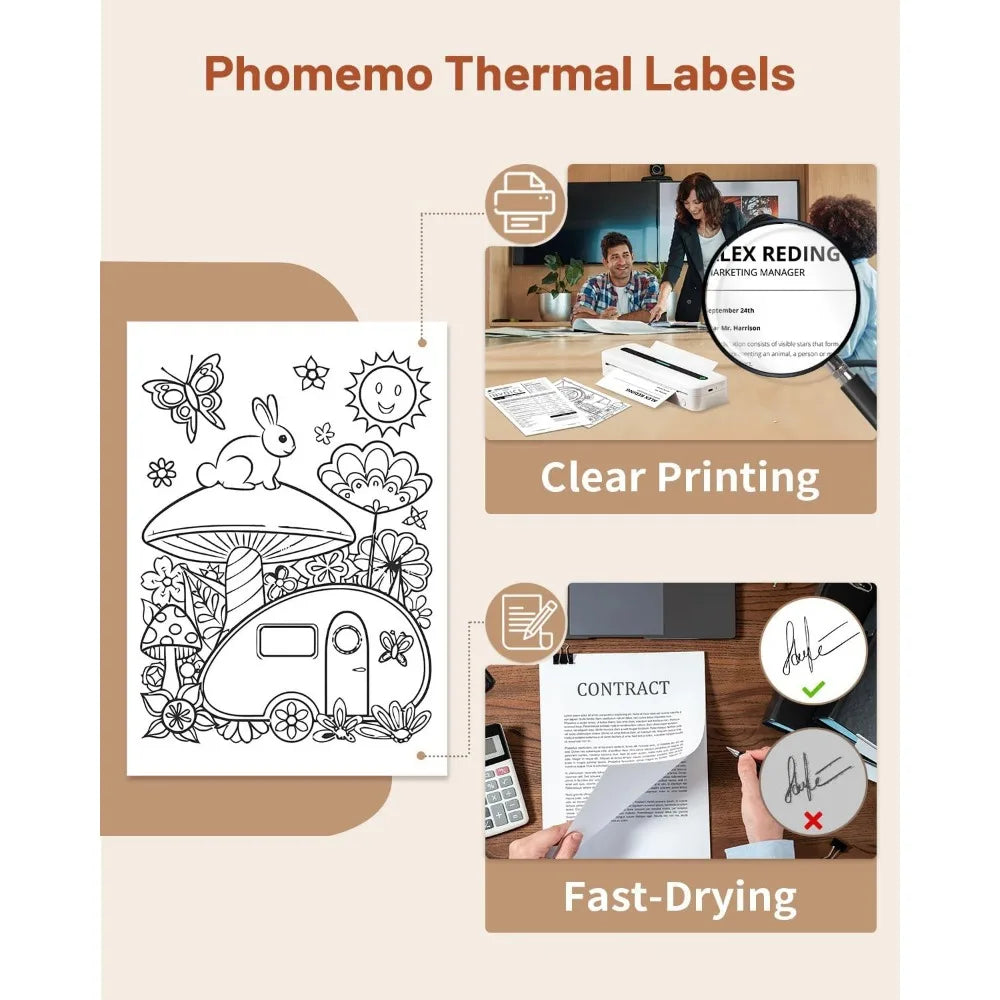 NEW Arrivals 4 Rolls 200 Sheets Set Original PHOMEMO A4 Paper Thermal Paper Fold Continuous Printing Paper Suitable for Phomemo M08F A4 Printer Long Time Storage