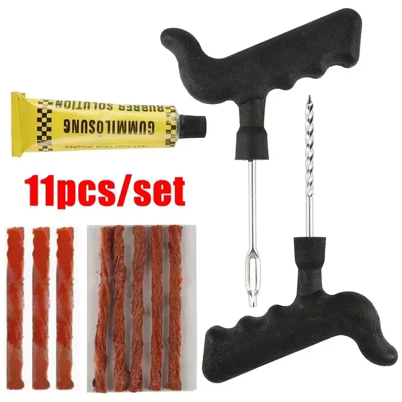 NEW Arrivals 50Pcs Set Bicycle Car Motorcycle Tire Repair Tool Kit with Rubber Strip Tubeless Tire Puncture Studding Plug Motorcycle Truck Vacuum Tire Repair Tools Kit
