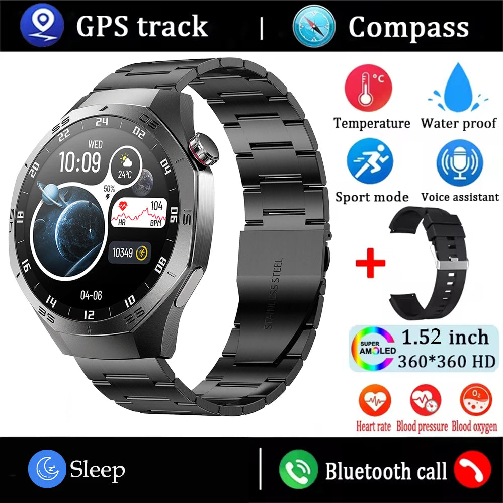 NEW 5 MAX RAM/ROM 128MB For Android and IOS Smart Watch Men AMOLED Screen GPS Motion Trajectory Heart Rate Bluetooth Calls Smart Watch Waterproof Women Men Smart Wrist Watch Health Care Sports Supplies