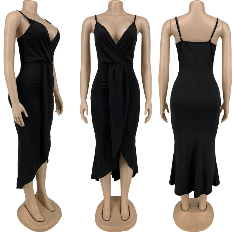 NEW XL-5XL Plus Size Women Dresses Summer Clothing Sexy Bodycon Stretch Sling Solid Maxi Party Dress Sexy Evening Party Summer Dress